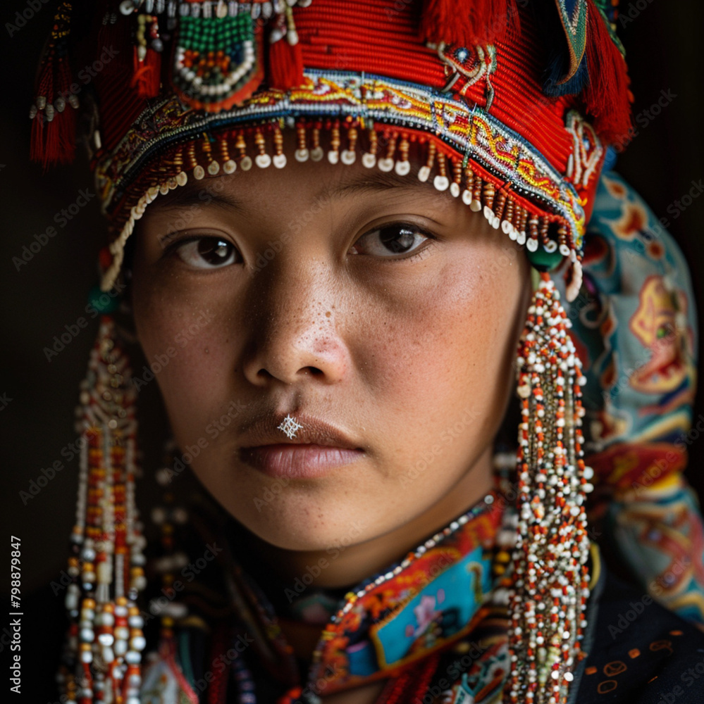 a portrait of dai ethnic group woman