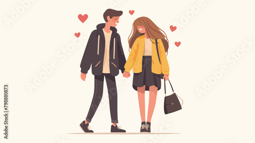 Couple in casual clothes on romantic date. Girlfrie