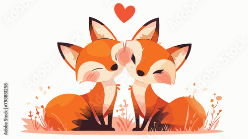 Couple of cute scandinavian foxes in love heart abo
