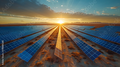 solar panels on the sunset
