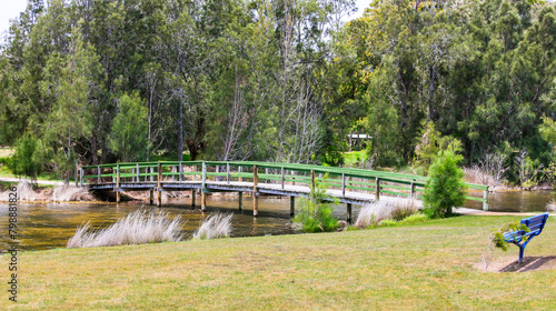 Footbridge across river near Dolphin Point, NSW, Australia.