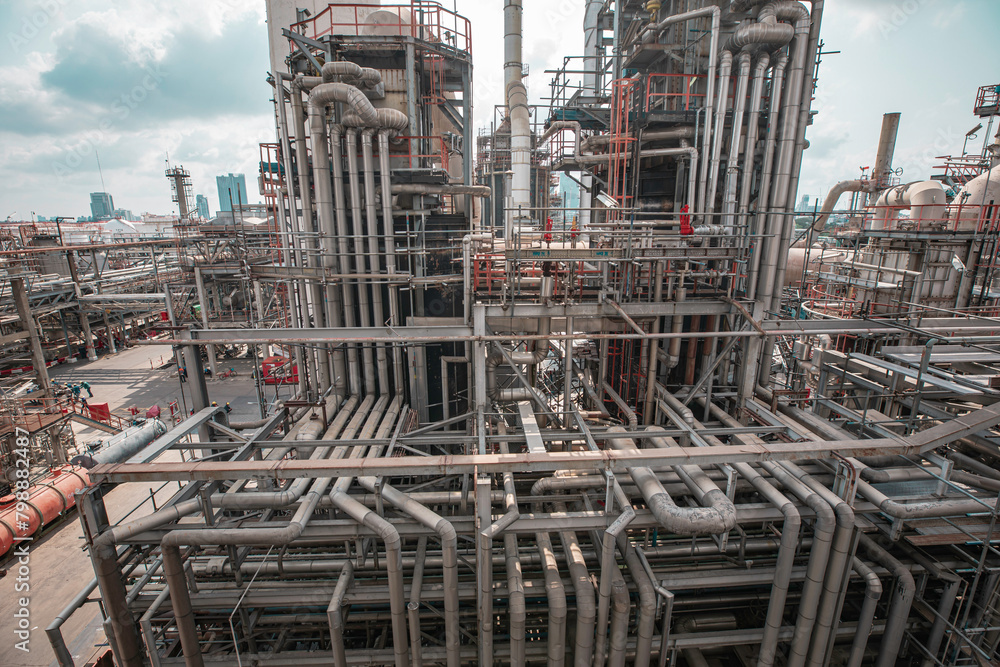 Oil​ refinery​ and​ plant and tower column of Petrochemistry industry in oil​ gas