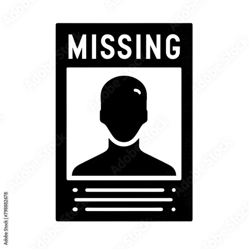 Black and white missing person alert simple icon © Sunshine Design