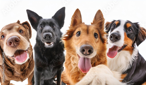 group of dogs happy gathered together taking a selfie