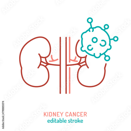 Renal cell carcinoma outline icon. Kidney cancer sign.