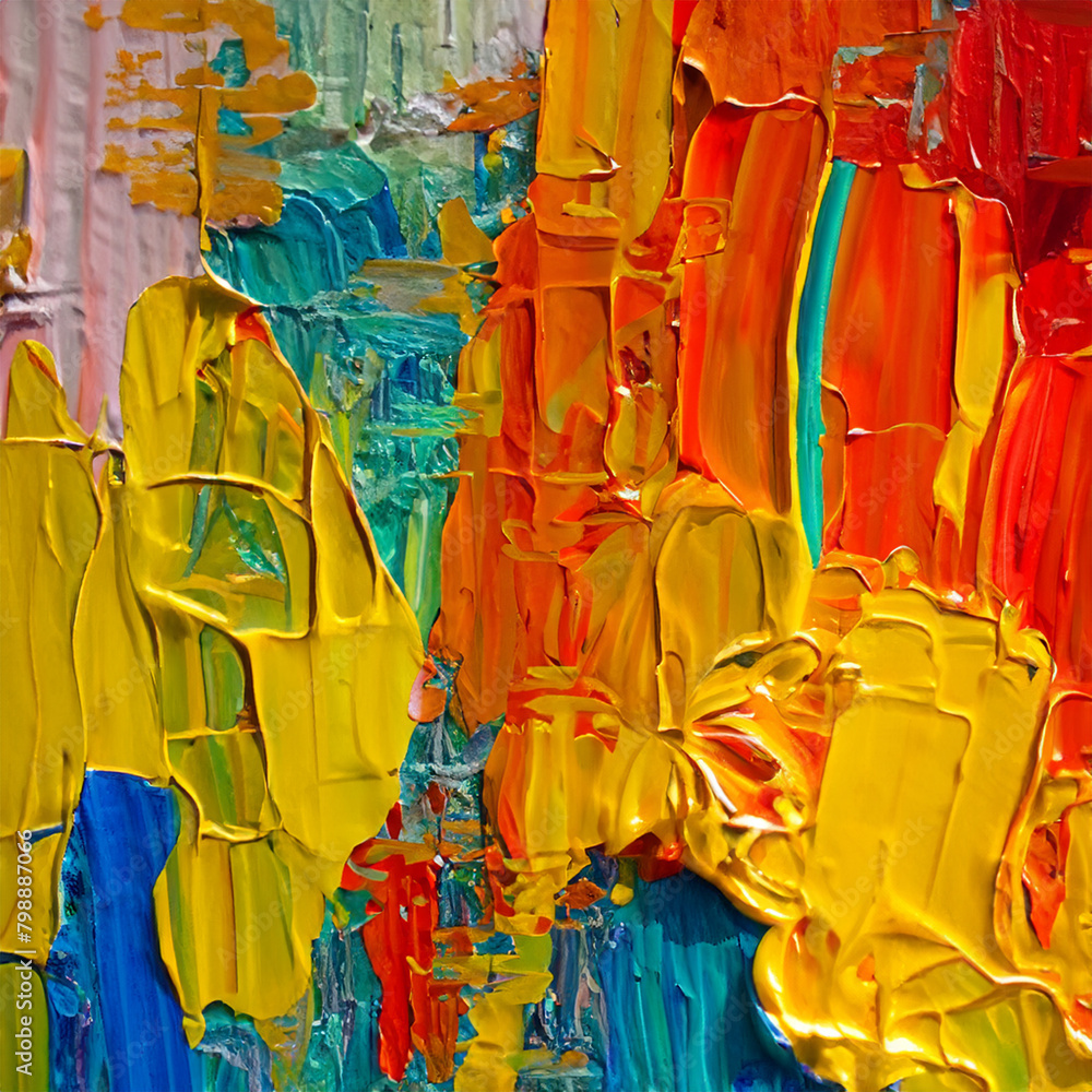 raw multicolor oil abstract painting for social media