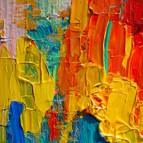 raw multicolor oil abstract painting for social media