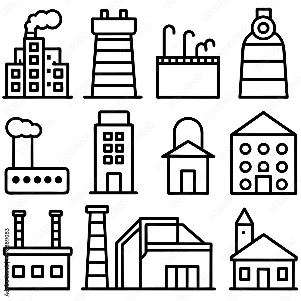 Factory Related Line Art Icon