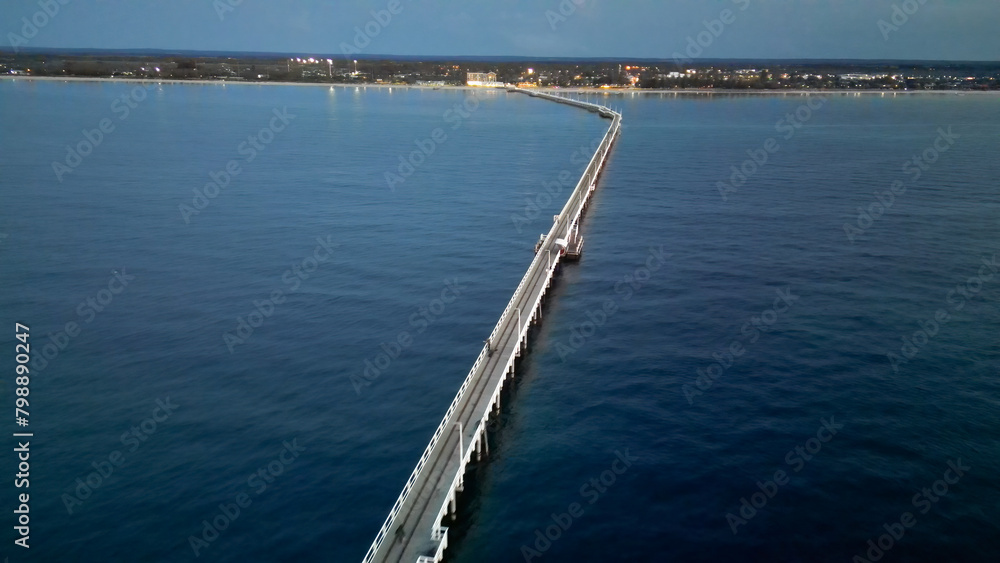 Aerial view of Busselton Jetty at sunset, Western Australia