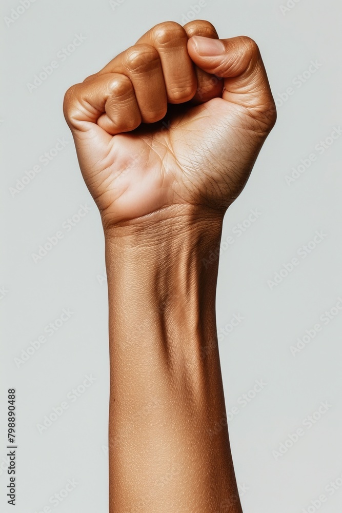 Raised fist on a neutral background Raised fist on a neutral background