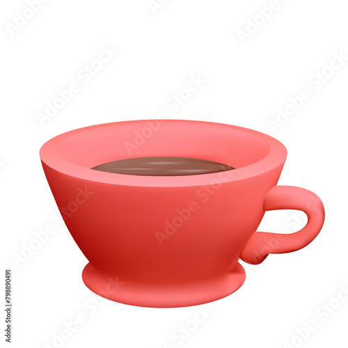 Vector realistic 3D illustration of a red porcelain cup with tea isolated from the background. Homemade mug with coffee. Volumetric clip art of crockery (ID: 798890491)