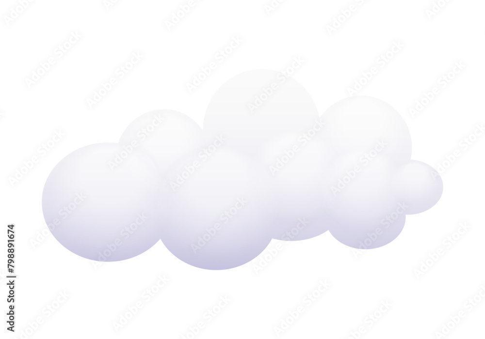 White cloud of bubble shape in air, realistic spring or summer sky object vector illustration