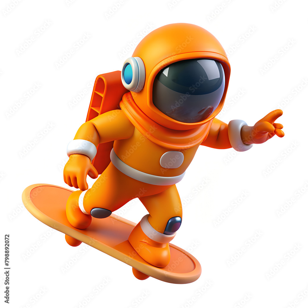 3d astronaut doing freestyle jumping on the skateboard. cute illustration 3d astronaut doing freestyle jumping on the skateboard. cute illustration