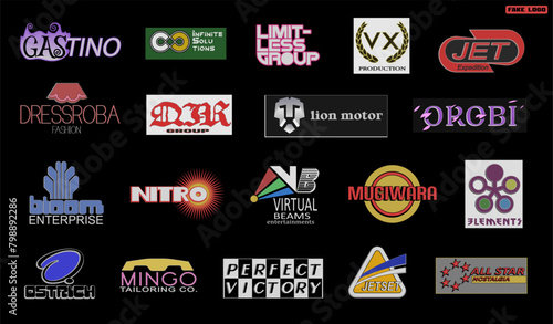 Fake made up logo collection vector. retro nostalgia style logos