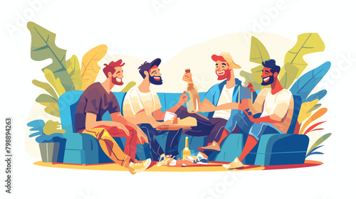 Happy men friends relaxing together at leisure time photo