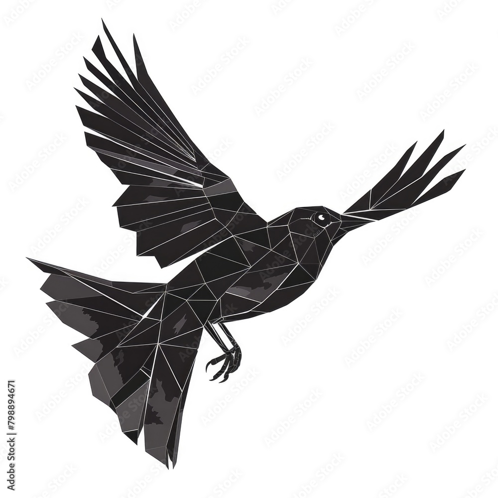 Fototapeta premium Geometric polygonal bird illustration on white background