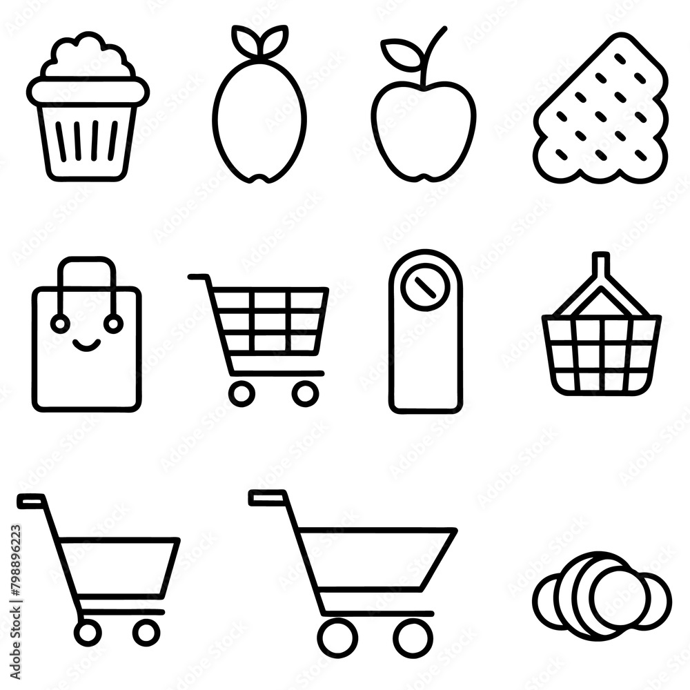 Super Market Related Line Art Icon