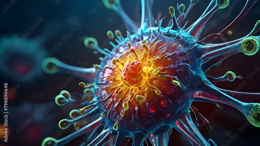 Obraz premium virus , virus molecule, 3Dsureal virus and color