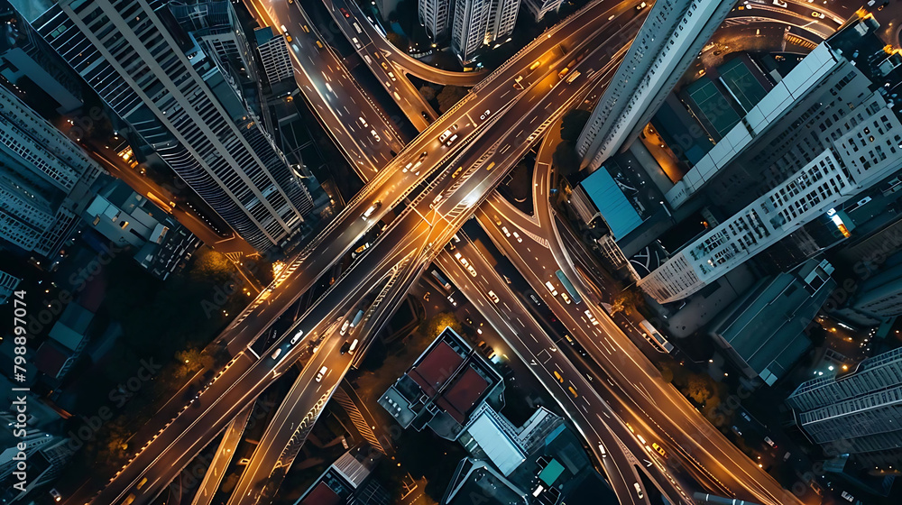 smart city concept from above featuring a towering building and a bustling cityscape smart city concept from above featuring a towering building and a bustling cityscape