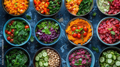 Various veggies in the bowls natural foods, ingredients, plant produce