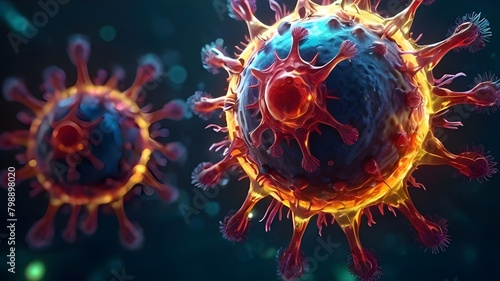 virus , virus molecule, 3Dsureal virus and color  photo