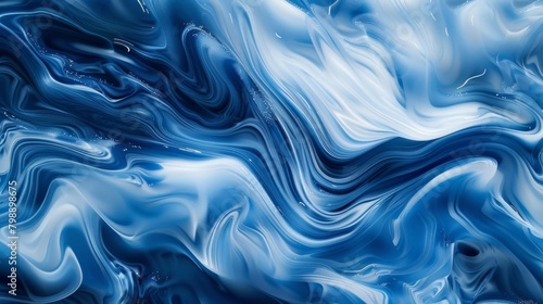 A fluid swirl of blue and white mimicking the mesmerizing movement of a river as it flows downstream.. photo