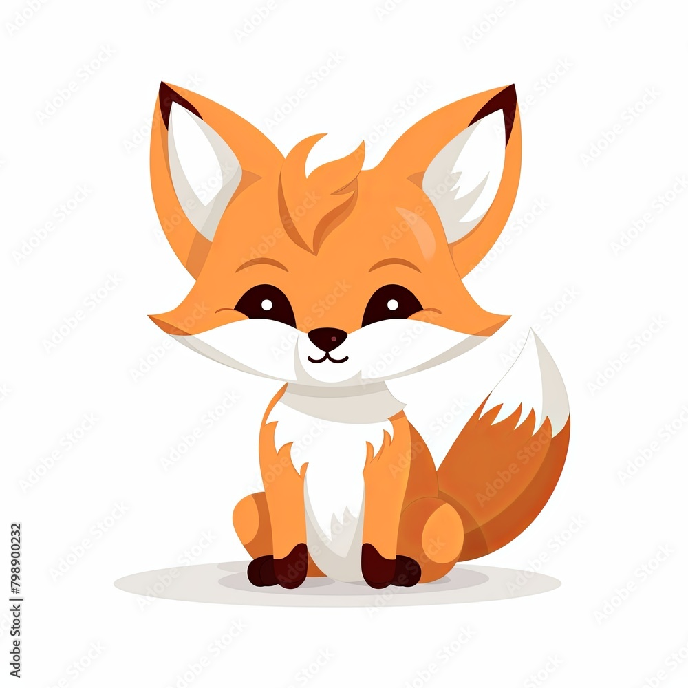 flat illustration of cute pleasant fox flat illustration of cute pleasant fox