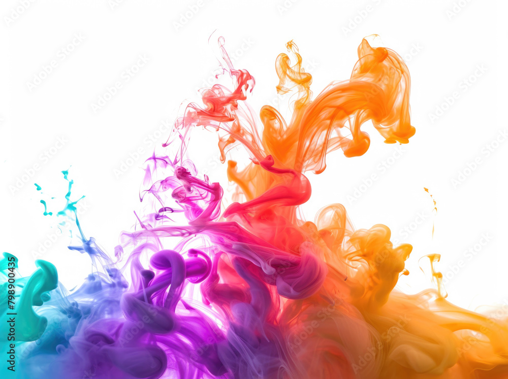 Fototapeta premium Abstract paint splash isolated on white background. Colorful ink in water.