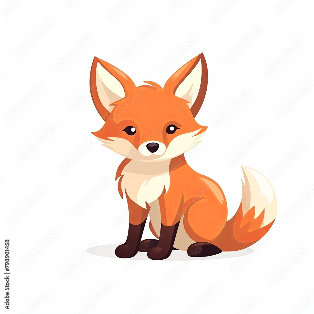 flat illustration of cute pleasant fox flat illustration of cute pleasant fox