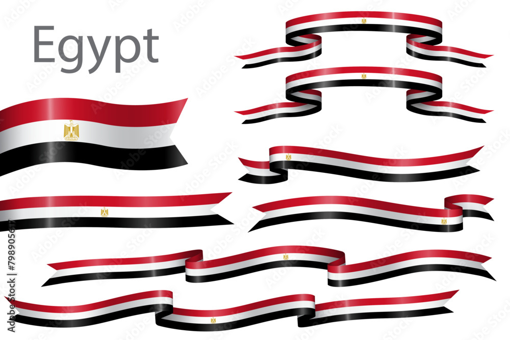 set of flag ribbon with colors of Egypt for independence day celebration decoration