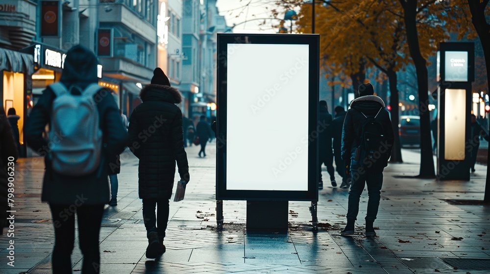 Display Blank Screen Signboard Mockup - Space for offer or Advertisement in Public Area with People Walking By
Display Blank Screen Signboard Mockup - Space for offer or Advertisement in Public Area with People Walking By
