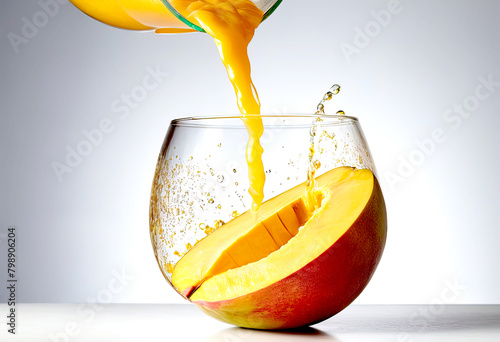 mango juice in a glass on a white background isolated
