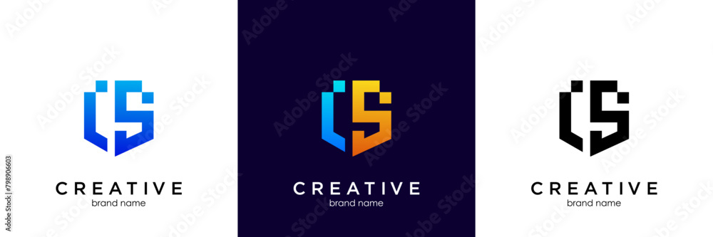 Creative Letter CS logo design technology Creative Letter CS logo design technology