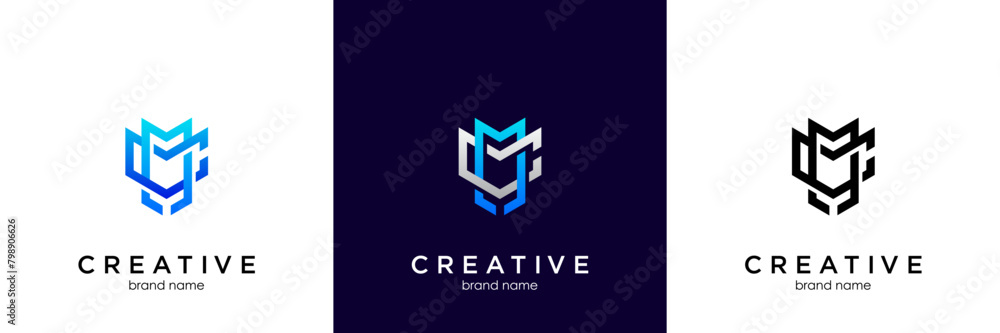 Development or software logo in abstract letter M represent technology Development or software logo in abstract letter M represent technology