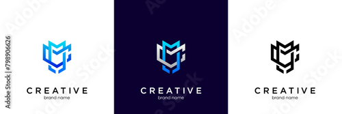 Development or software logo in abstract letter M represent technology