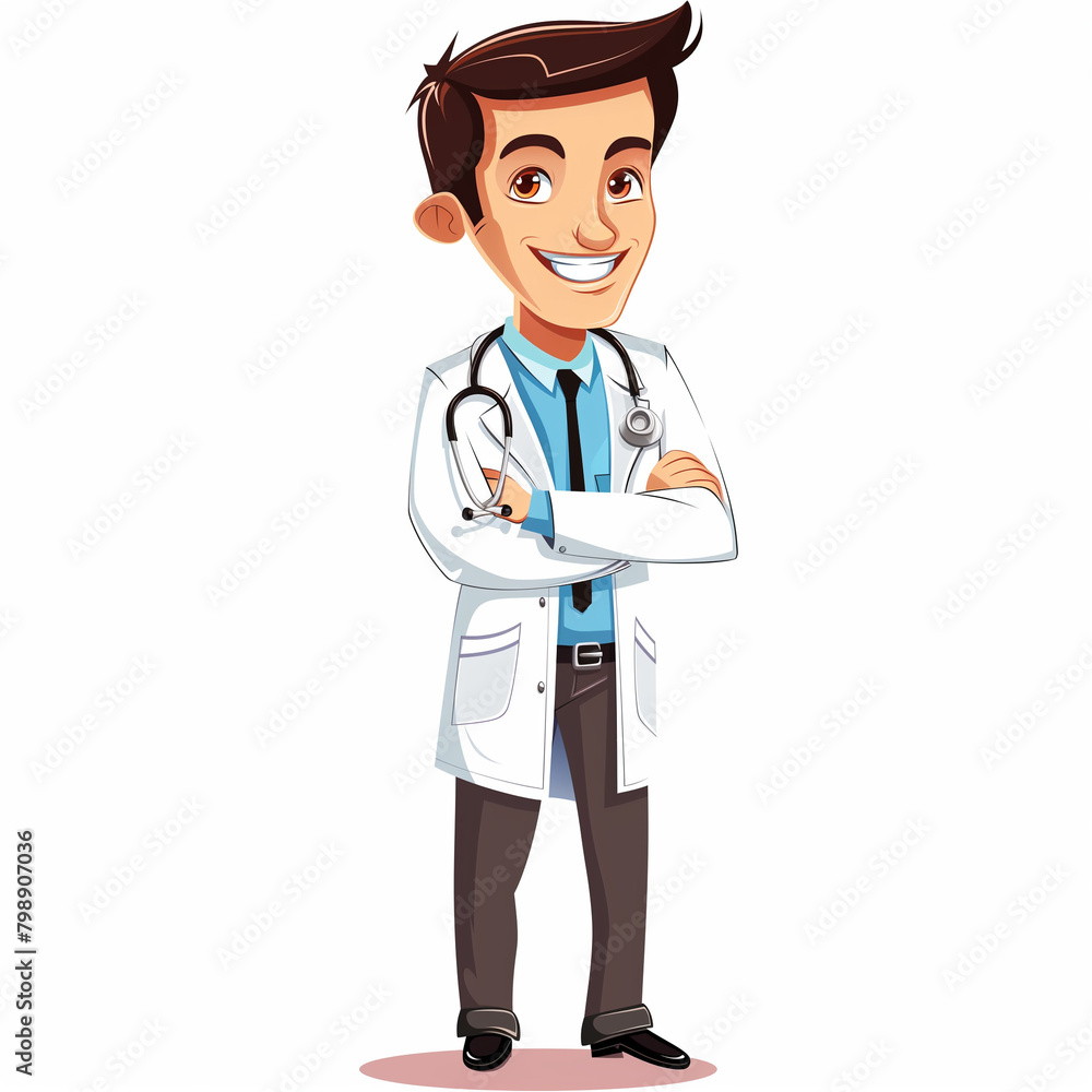 Cute doctor in cartoon vector style isolated on white background Cute doctor in cartoon vector style isolated on white background