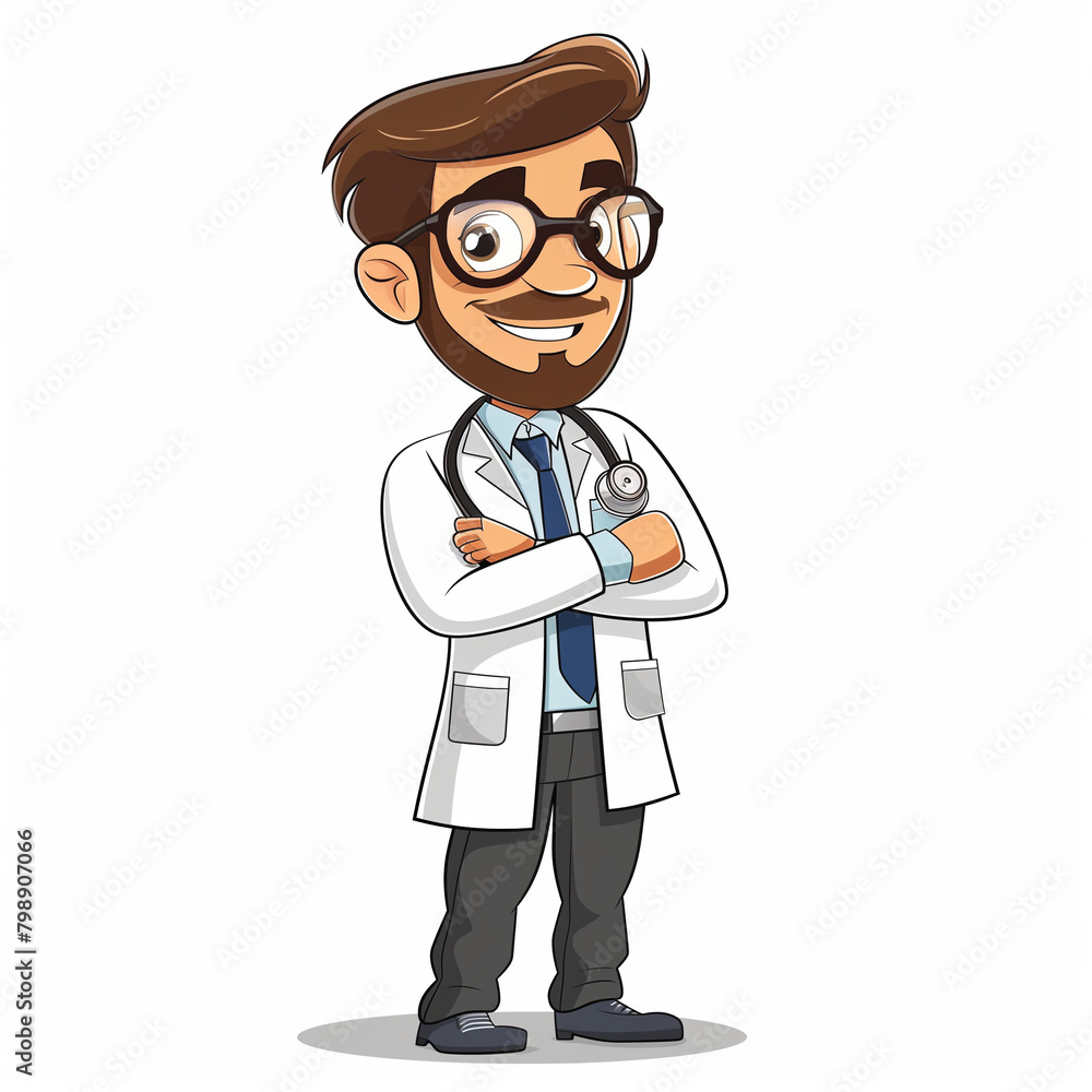 Cute doctor in cartoon vector style isolated on white background Cute doctor in cartoon vector style isolated on white background