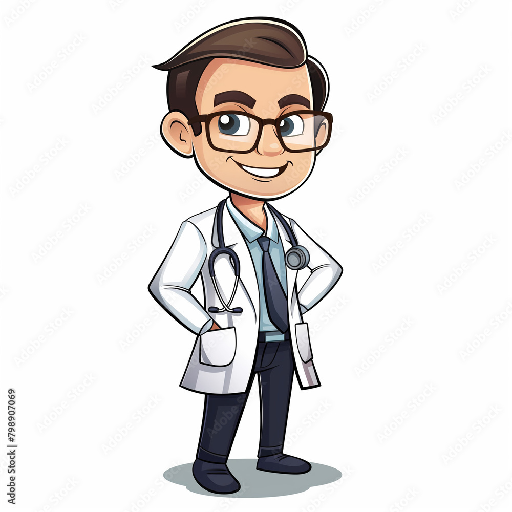 Cute doctor in cartoon vector style isolated on white background Cute doctor in cartoon vector style isolated on white background