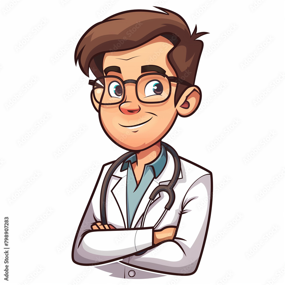 Cute doctor in cartoon vector style isolated on white background Cute doctor in cartoon vector style isolated on white background