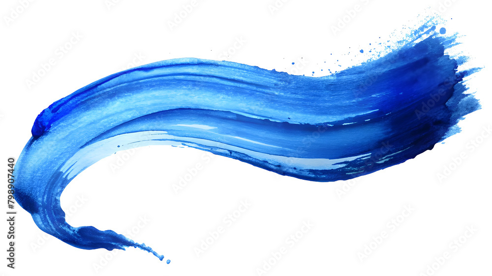 blue oil paint ink stroke illustration isolated on white background