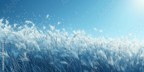 A field of tall grass swaying under a clear blue sky an abnormal phenomenon banner photo