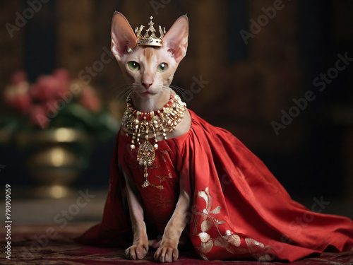 Oriental shorthair dress and crown, AI generated