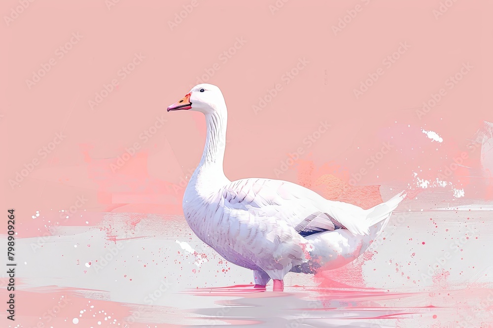 Fototapeta premium Geese seen in water soft pastel colors
