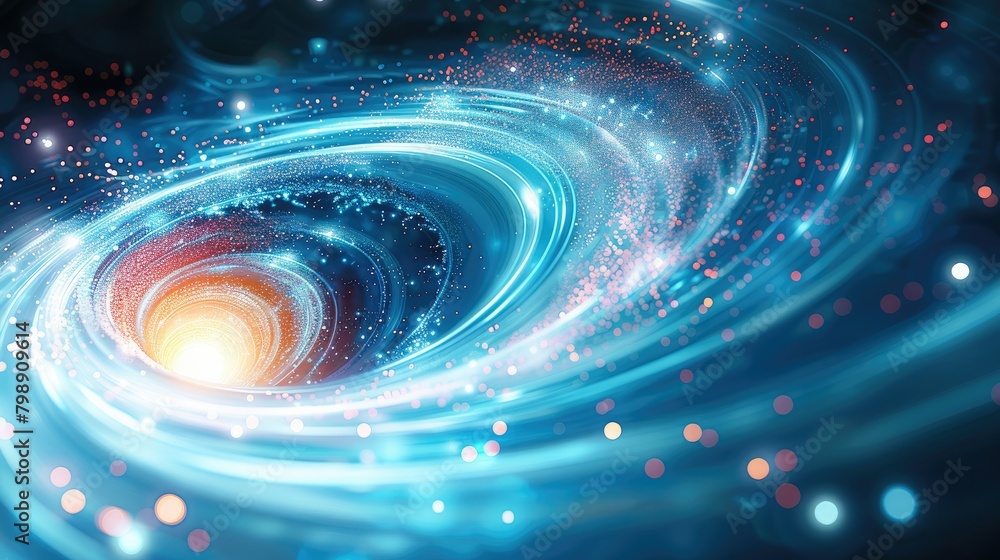A blue background, glowing with light. a spinning spiraat, The overall style is futuristic and technological, an abstract white background and curved lines. blue gradient background. Generative AI. A blue background, glowing with light. a spinning spiraat, The overall style is futuristic and technological, an abstract white background and curved lines. blue gradient background. Generative AI.