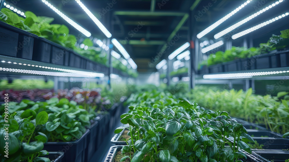 A building filled with terrestrial plants growing on shelves A building filled with terrestrial plants growing on shelves