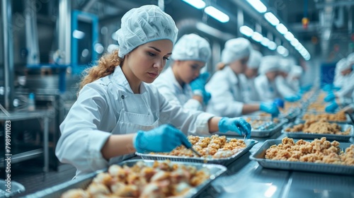 An inspection team conducting a thorough audit of a poultry processing plant to assess compliance with food safety standards and regulatory requirements.