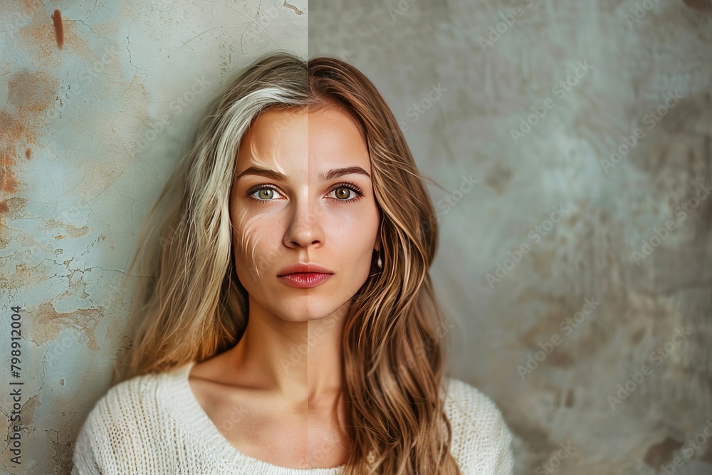 Fototapeta premium Skincare treatment solutions for aging divisions emphasize maintaining beauty and health across life stages.