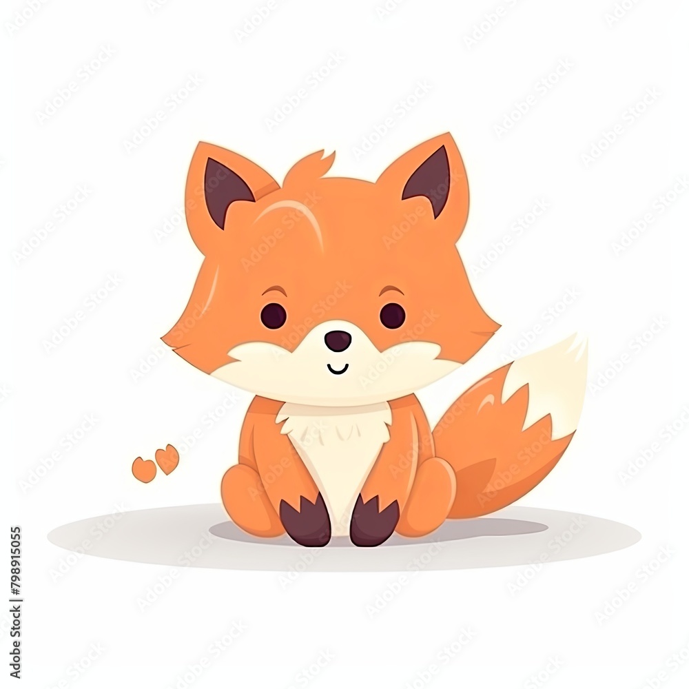 flat illustration of cute pleasant fox flat illustration of cute pleasant fox