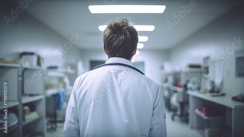 Doctor Man With Stethoscope In Hospital photo