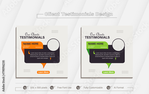 Creative Testimonial, What our Clients Say, Quote , Review, Feedback, Infographic Template, Label, Editable Vector Illustration